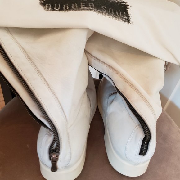 RUBBER SOUL  White Leather Boots   Sz.9 - Picture 7 of 8